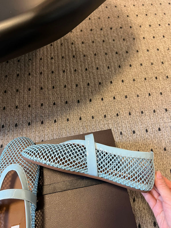 Alaia 25 Ballerina da donna in pelle di pecora verde laguna 303705