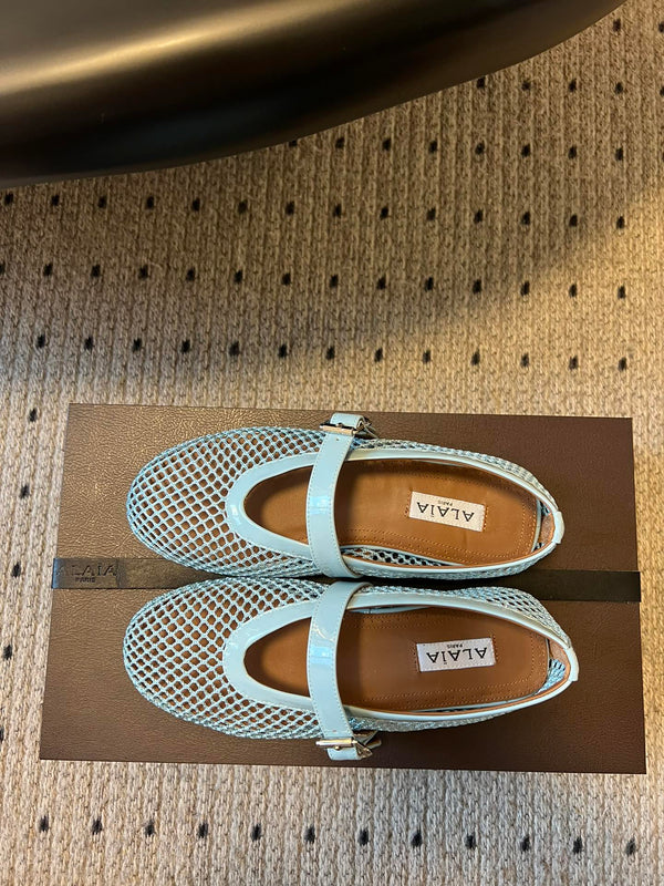 Alaia 25 Ballerina da donna in pelle di pecora verde laguna 303705