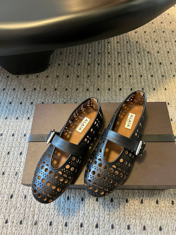 Alaia 25 Vienne Ballet Flats Black Lambskin 303713