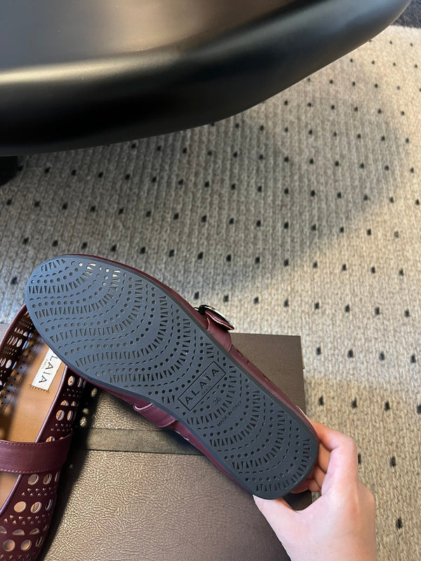 Alaia 25 Vienne Ballet Flats Garnet Red Lambskin 303714