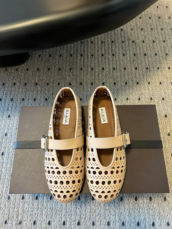 Alaia 25 Vienne Ballet Flats Nude Lambskin 303716