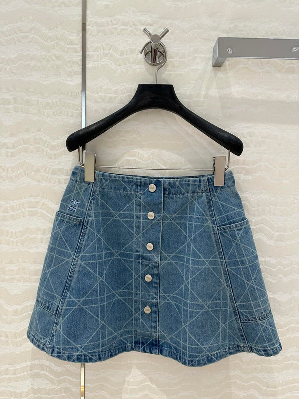 CD Short Skirt Retro Blue Cotton