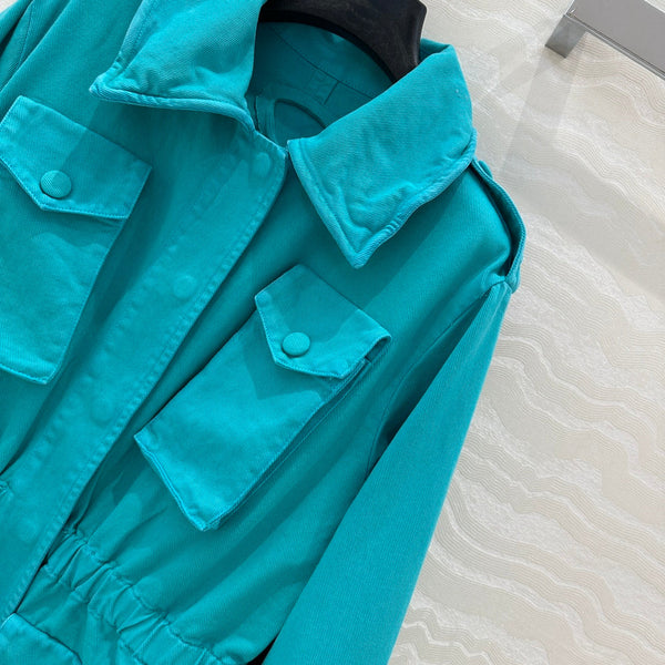 Prada 25 Hooded Jacket Blue-green Cotton