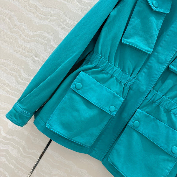 Prada 25 Hooded Jacket Blue-green Cotton