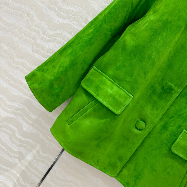 Prada 25 Jacket Green Suede lambskin