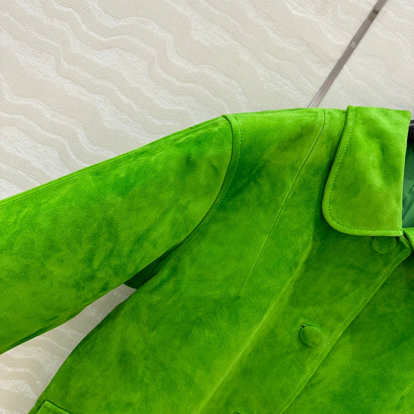 Prada 25 Jacket Green Suede lambskin