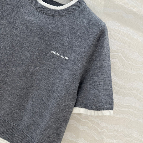 Maglione lavorato a maglia Miu Miu 25 in lana grigia