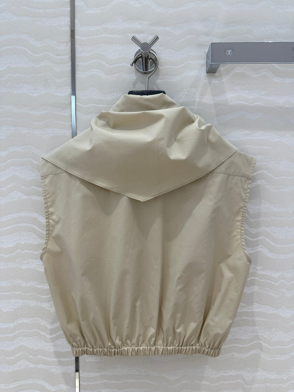 Miu Miu 25 Bow Tie Vest Shirt beige Cotton