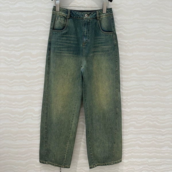 Miu Miu 25 Denim Sickle Pants Blue Cotton