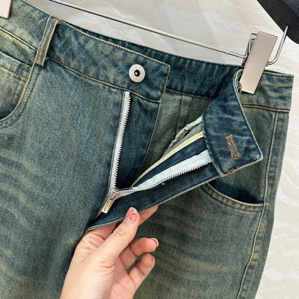 Miu Miu 25 Denim Sickle Pants Blue Cotton