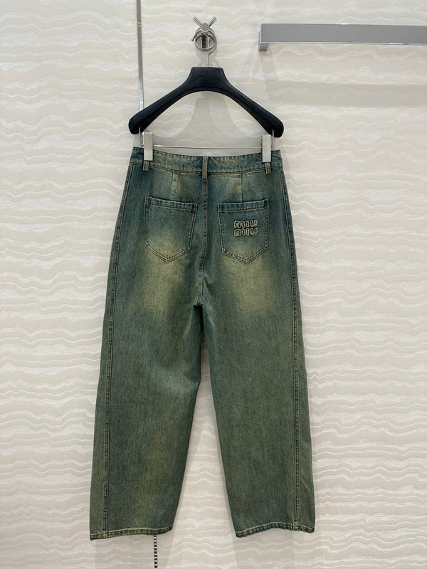 Miu Miu 25 Denim Sickle Pants Blue Cotton
