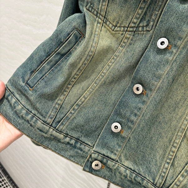 Miu Miu 25 Denim Sickle Jacket Blue Cotton