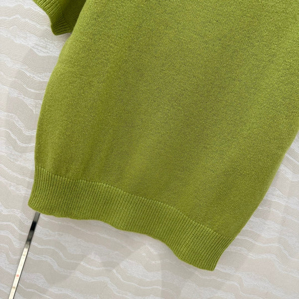 Prada Short Sleeves T-shirt Green Wool Cashmere