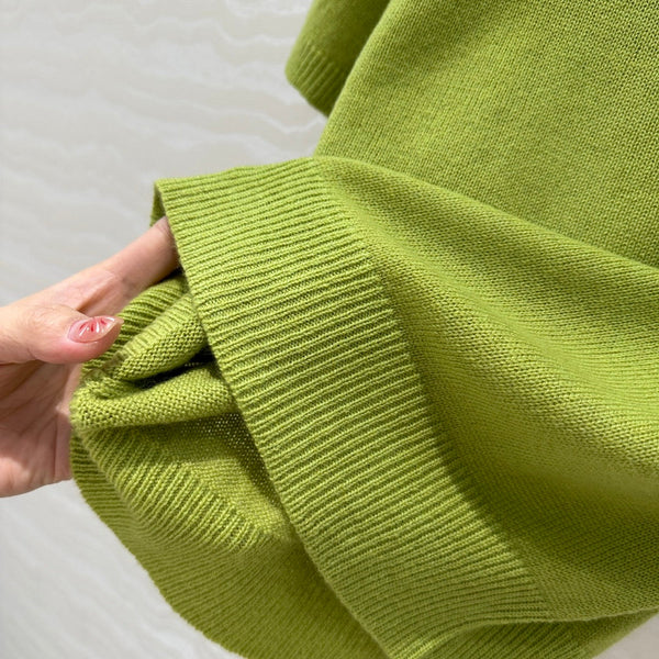 Prada Short Sleeves T-shirt Green Wool Cashmere