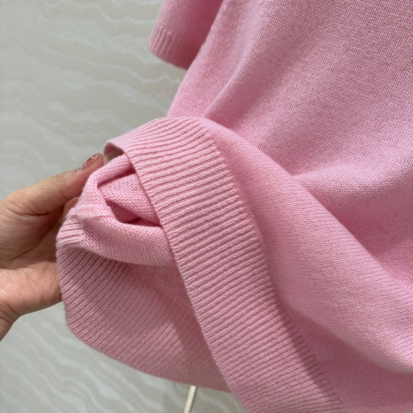 Prada Short Sleeves T-shirt Pink Wool Cashmere