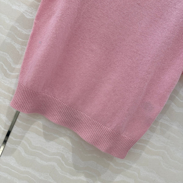 Prada Short Sleeves T-shirt Pink Wool Cashmere