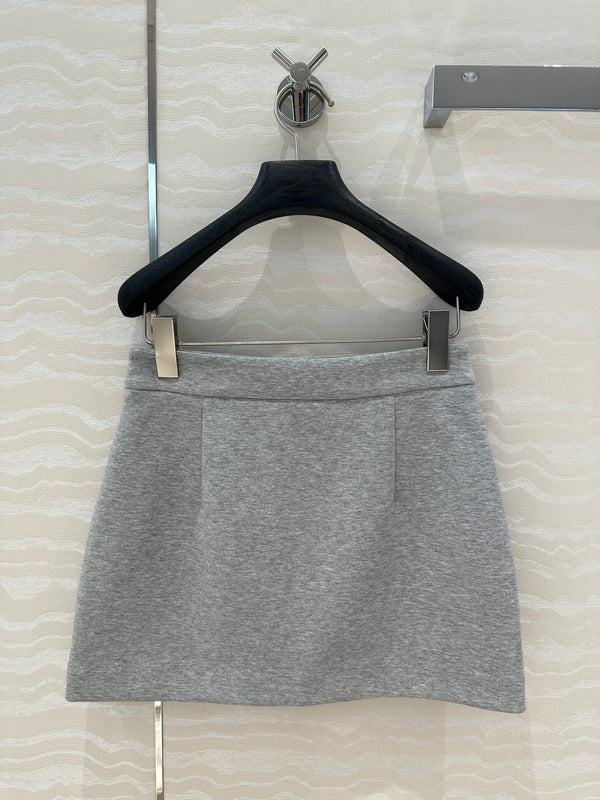 Miu Miu Lace Short Skirt Gray Cotton