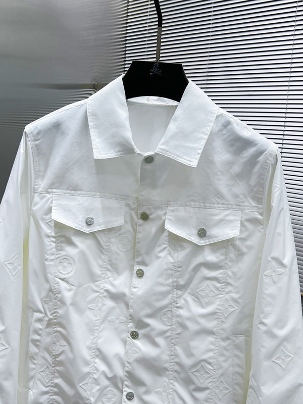LV LAPEL JACKET WHITE EMBOSSED MONOGRAM 238807