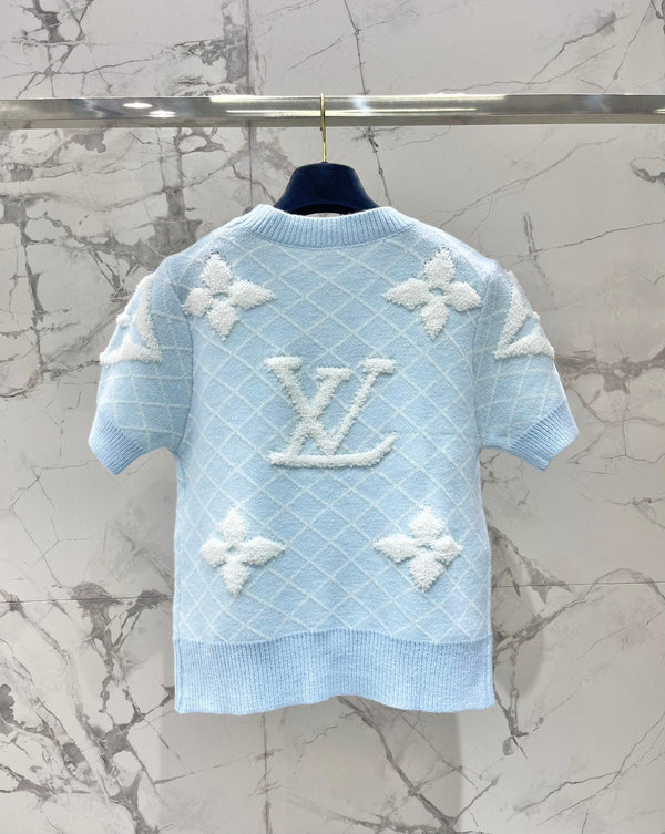 Maglietta LV Flower Azzurro Poliammide Lana