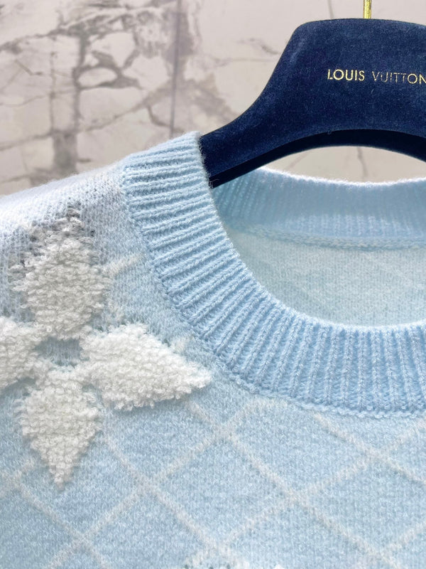 Maglietta LV Flower Azzurro Poliammide Lana