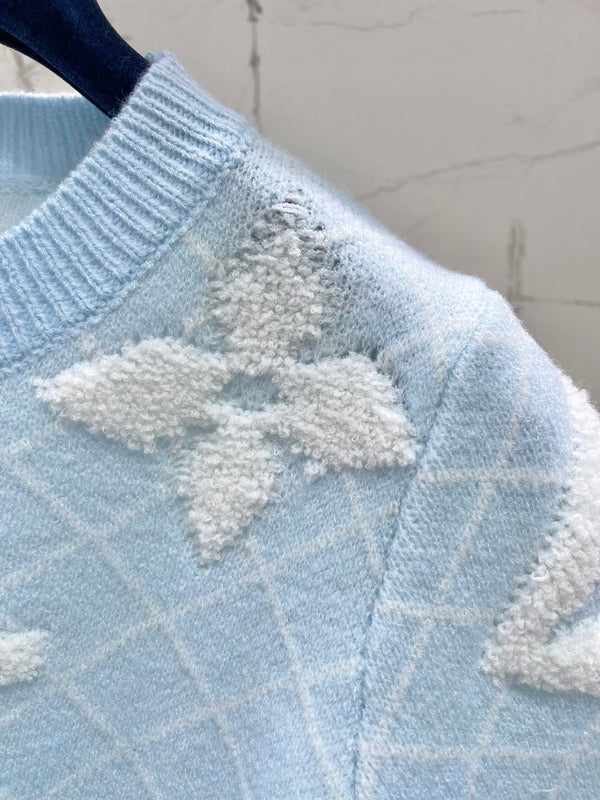 Maglietta LV Flower Azzurro Poliammide Lana