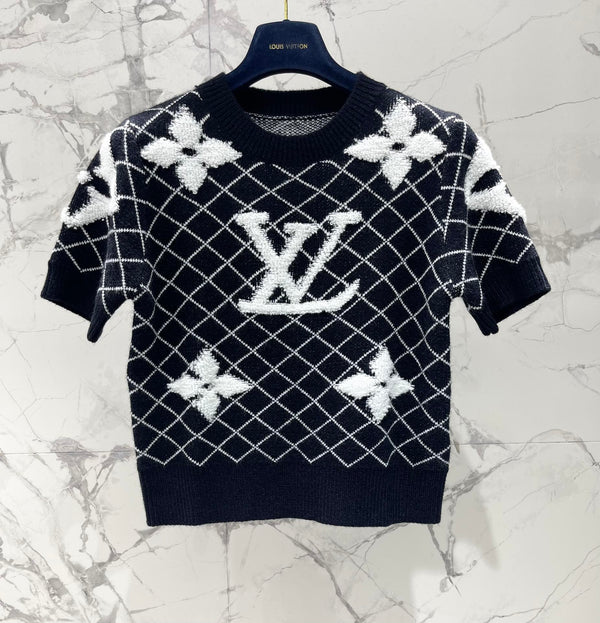 LV Flower T Shirt Black Polyamide Wool