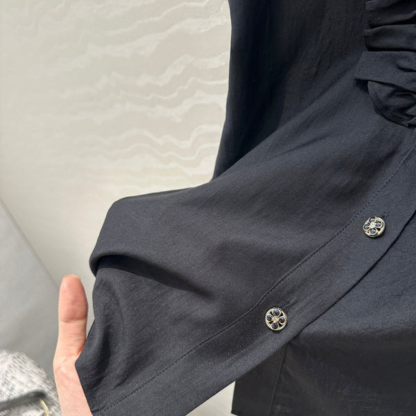 CC Lace Shirt In Black Cotton And Silk