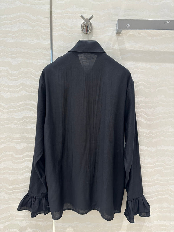 CC Lace Shirt In Black Cotton And Silk