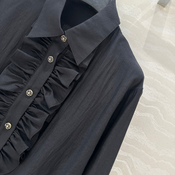 CC Lace Shirt In Black Cotton And Silk