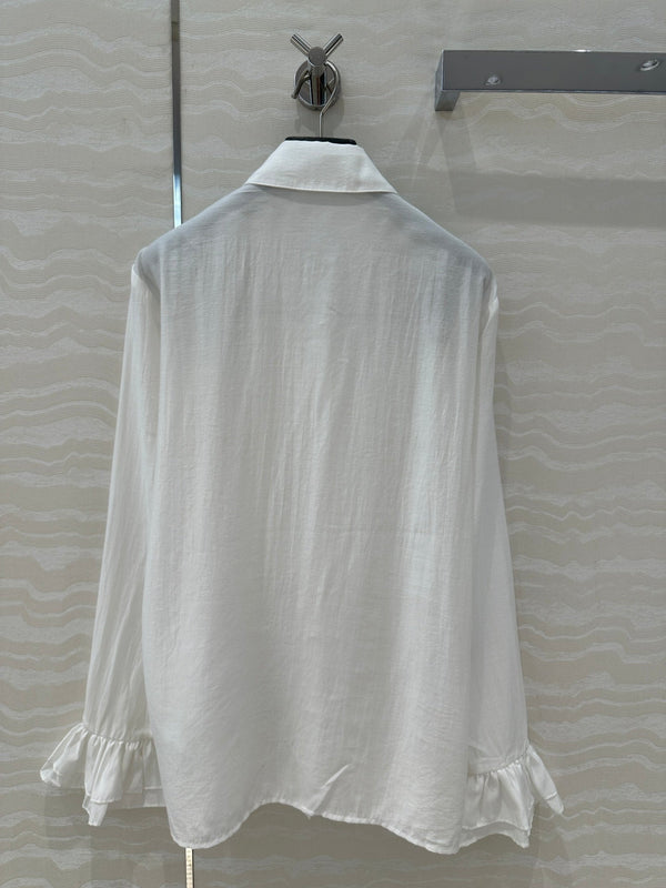 CC Lace Shirt In White Cotton And Silk