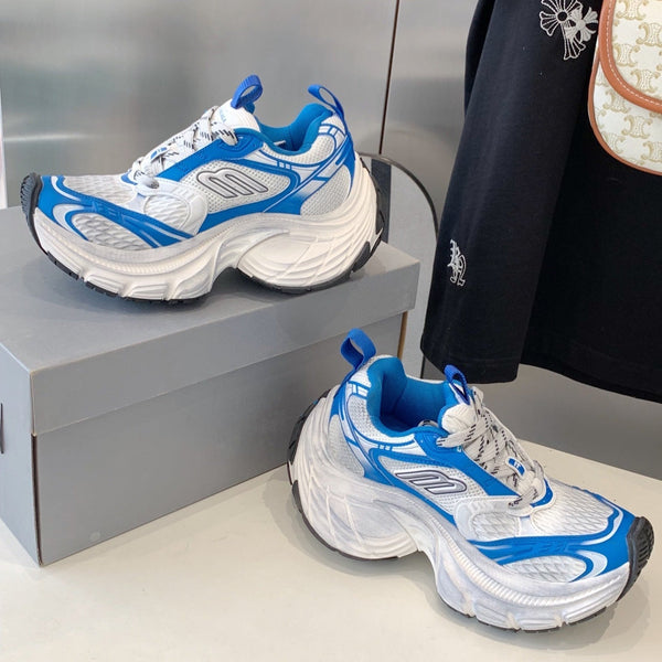 DAD SHOES IN WHITE MIX BLUE MESH AND CALFSKIN