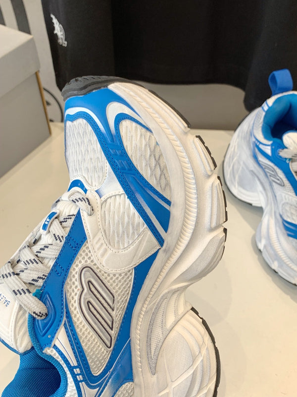 DAD SHOES IN WHITE MIX BLUE MESH AND CALFSKIN