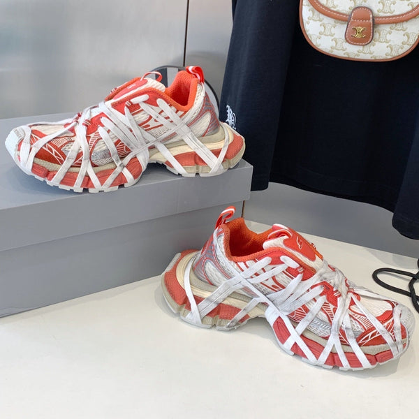 SNEAKER EXTREME LACE 3XL ARANCIONE MIX BIANCO POLVERE E ARGENTO