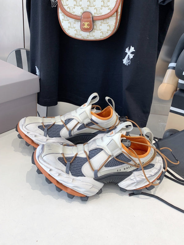 HIKE SNEAKER IN BEIGE AND ORANGE MESH, POLYURETHANE AND POLYESTER