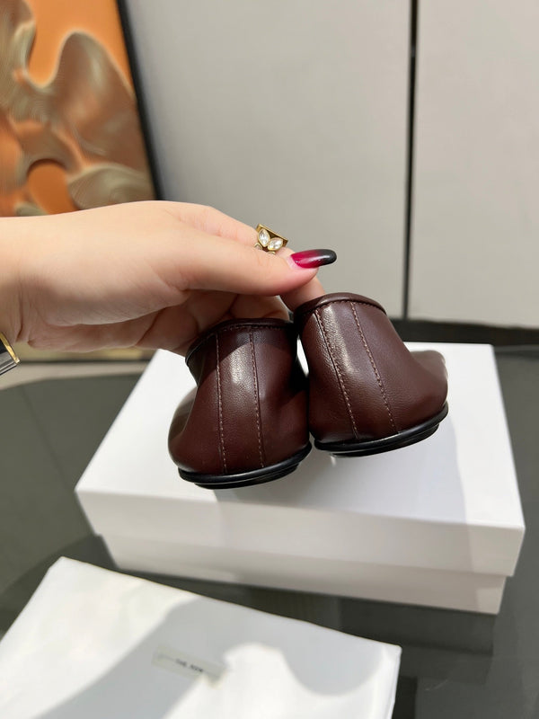 The Row Elastic Ballet Slipper In Dark Burgundy Calfskin 455035