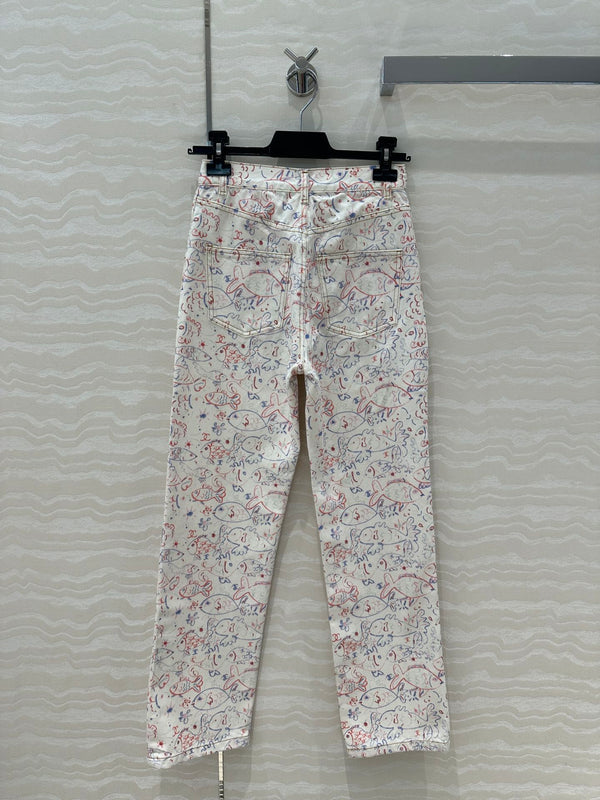 CC Straight Pants Multicolor Denim Cotton