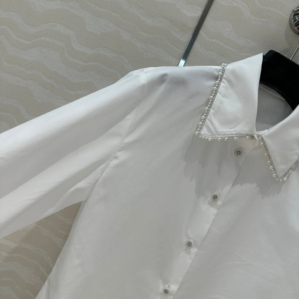 CC Pearl Edge Shirt White Cotton