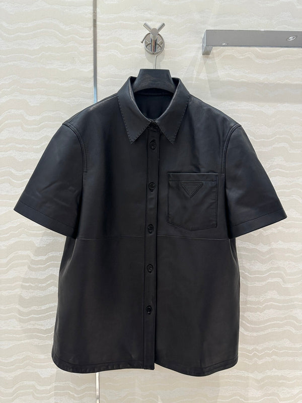 Prada Short-sleeved Jacket Black Lambskin