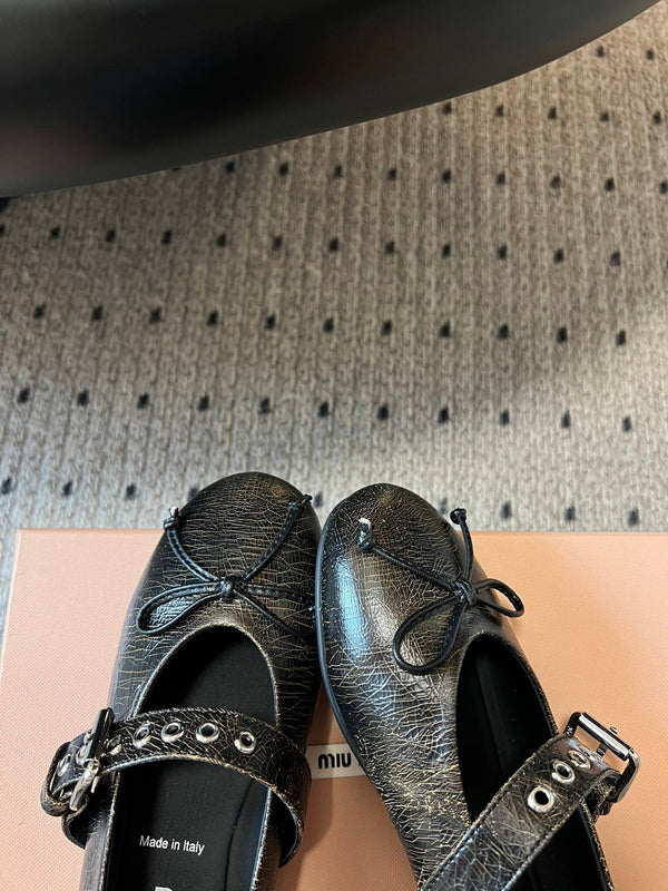 Miu Ballet Flat Black Sheepskin 235750