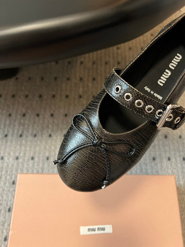 Miu Ballet Flat Black Sheepskin 235750