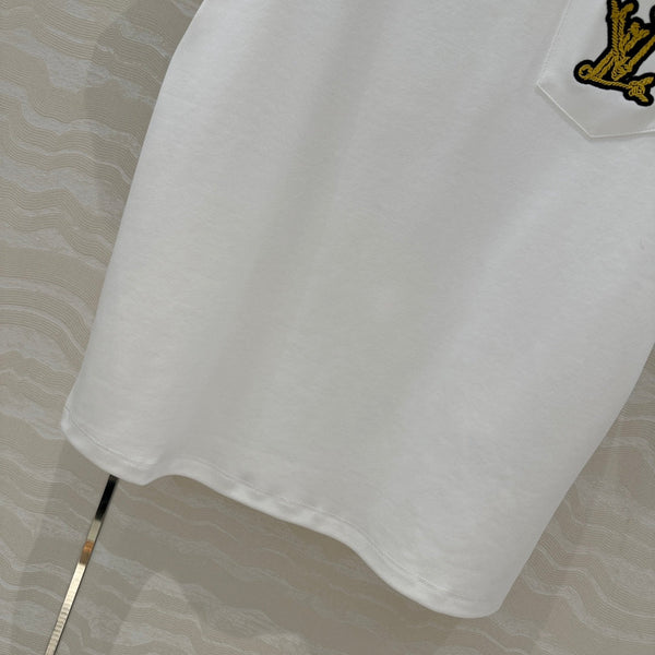 LV 25 Three-Dimensional Embroidered Logo T-shirt White Cotton