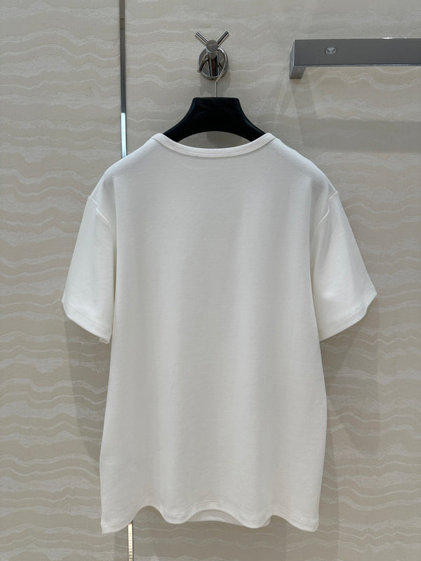 LV 25 Three-Dimensional Embroidered Logo T-shirt White Cotton