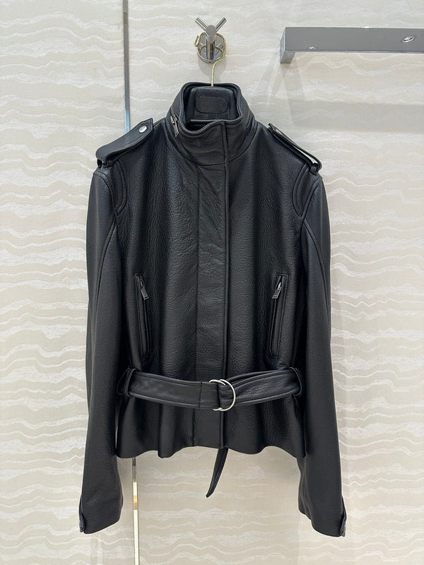 Giacca in vita YSL in pelle di agnello nera