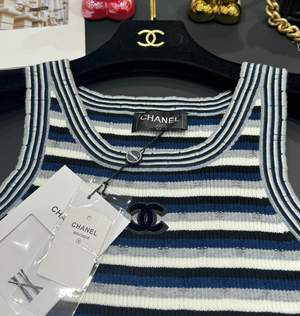 Chanel 25 Tank Top Multicolor Wool with Tencel 229623