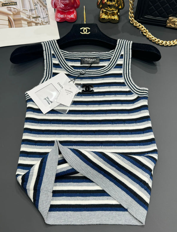 Chanel 25 Tank Top Multicolor Wool with Tencel 229623