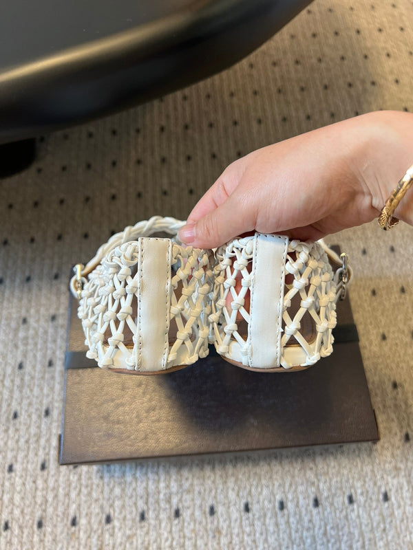 Alaia 25 Ballerine Intrecciate Pelle Bovina Bianca 303676