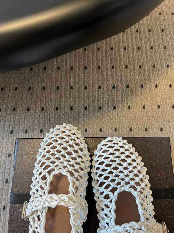 Alaia 25 Ballerine Intrecciate Pelle Bovina Bianca 303676