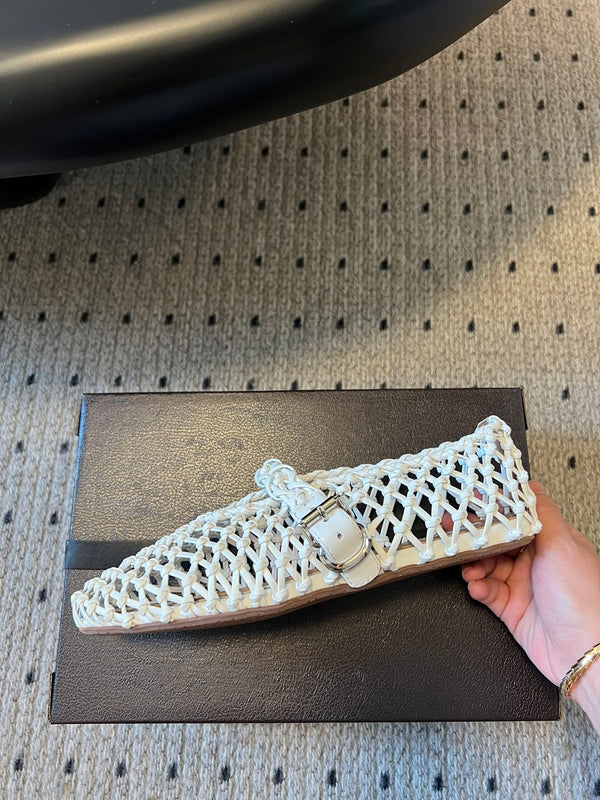 Alaia 25 Ballerine Intrecciate Pelle Bovina Bianca 303676