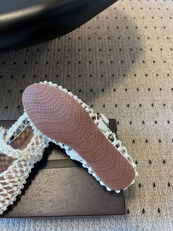 Alaia 25 Ballerine Intrecciate Pelle Bovina Bianca 303676