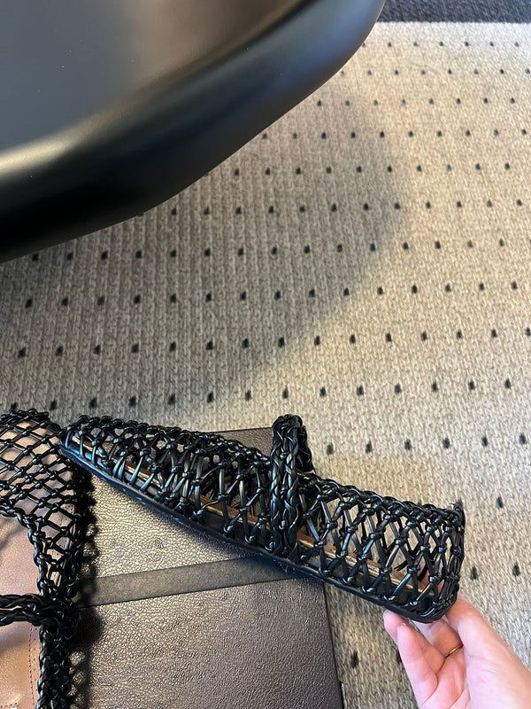 Alaia 25 Braided Ballet Flats Black Cowhide 303677